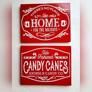 Set Of 2 Holiday Signs New Christmas Decor 9x12"
